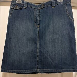 Ann Taylor Dark Blue Denim A-Line Skirt